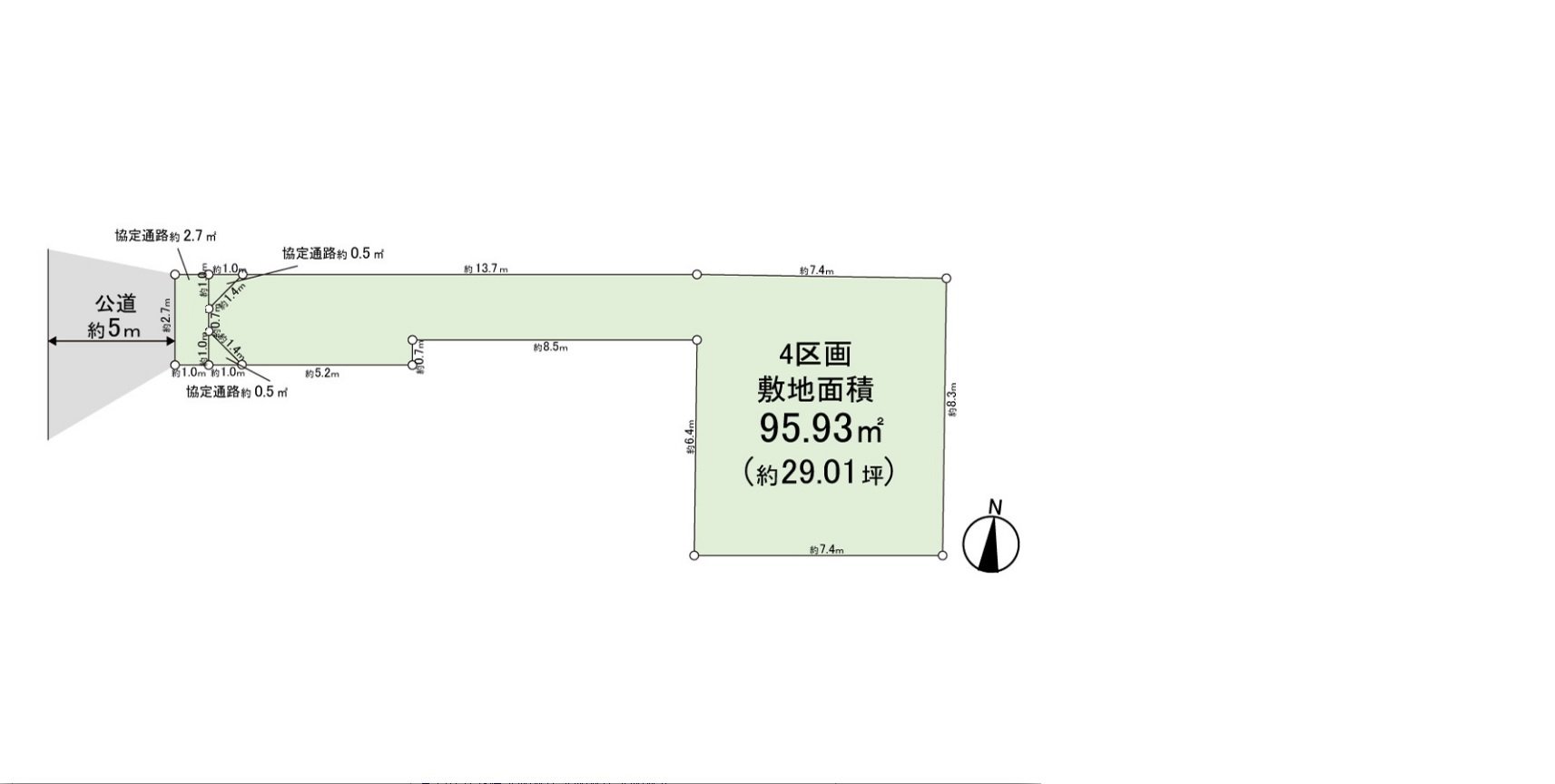 95.93 square meters of plottage (about 29.01 tsubo)