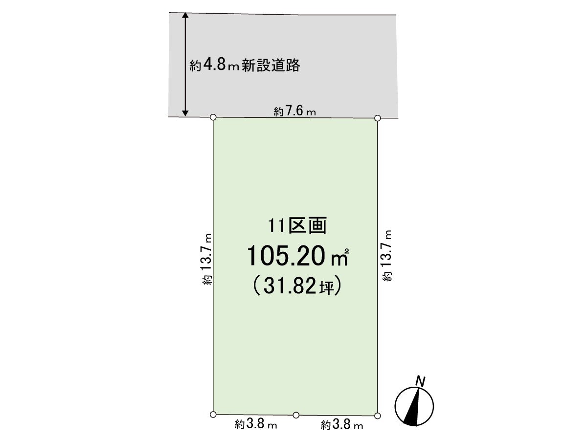 105.20 square meters of plottage (about 31.82 tsubo)