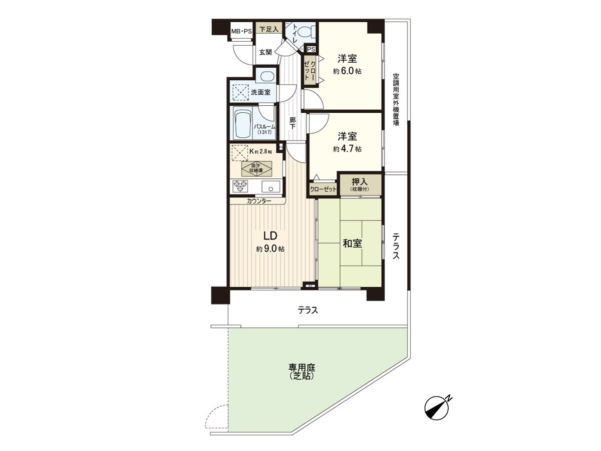 Convenient 3LDK and the exclusive Plan with a garden more than 22 square meters.