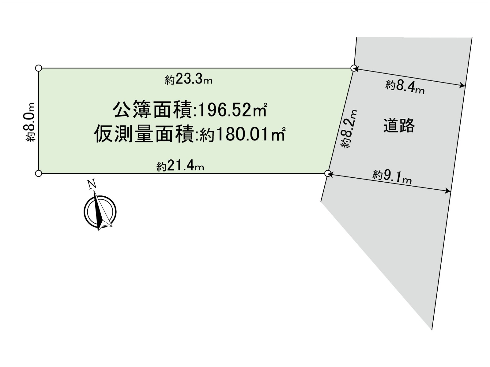 The site figure makes a temporary surveying drawing for the cause and is not a decision drawing. When I arrive between temporary surveying area and 寸周 り, I may increase and decrease as a result of decision surveying as neighboring land border attendance is unfinished.