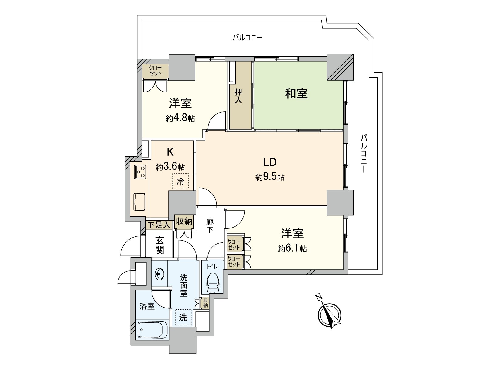 在边角房面向全居室阳台，充足的阳光倾注到。