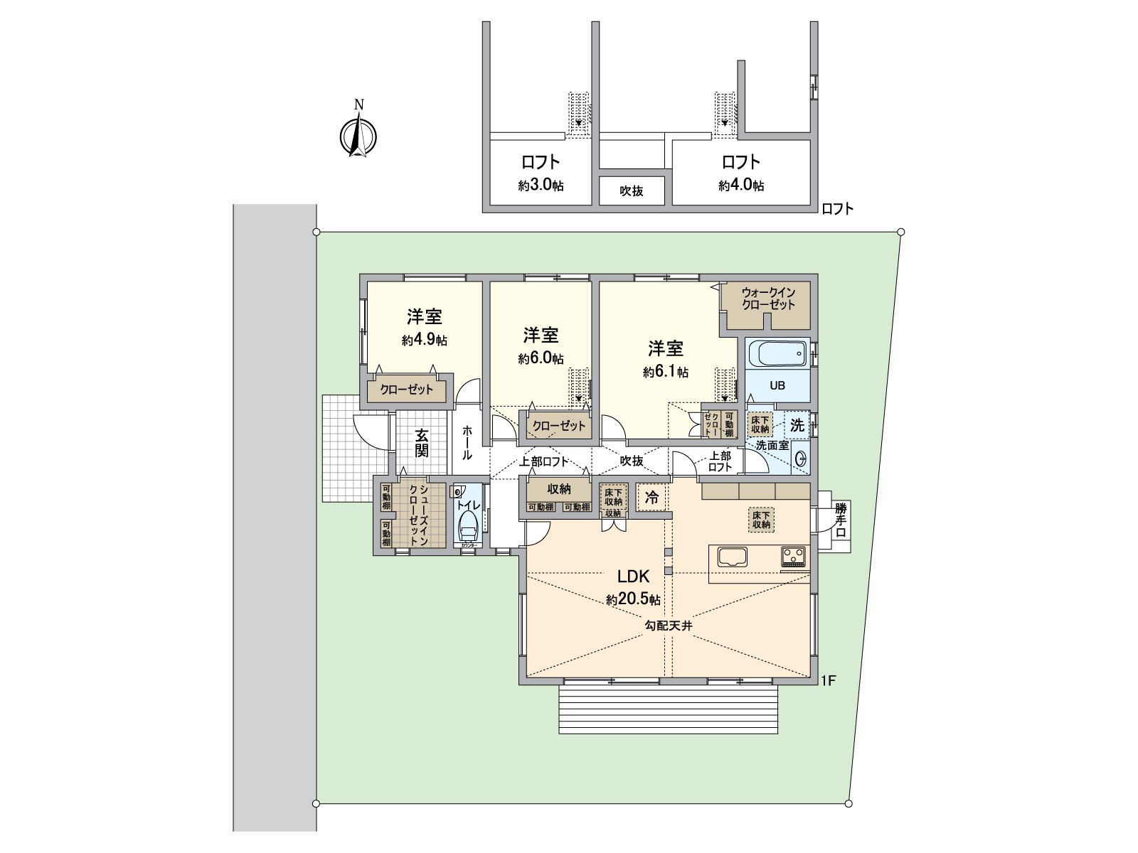 閣樓以及斜面天花板是用具有特徵性的平房建造的住宅。
