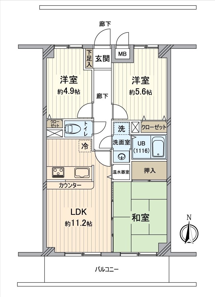 The 3LDK of the family type. Use is possible in a bedroom, the room of the child.