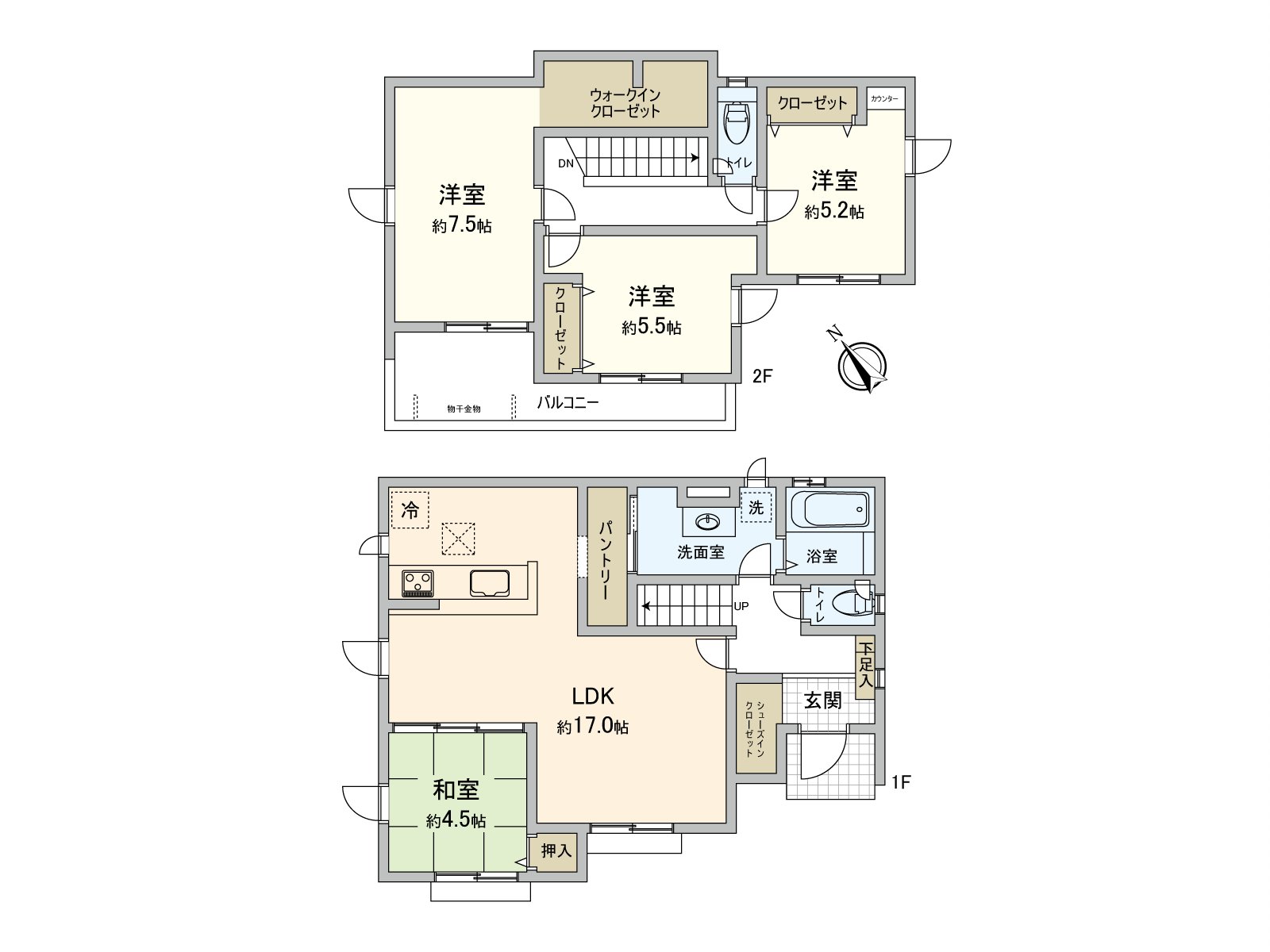 為全居室朝南西的兩面派采光，是光照良好度的4LDK