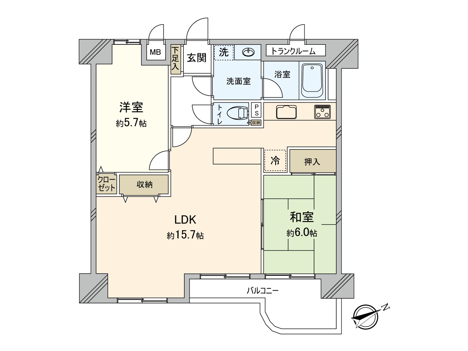 2LDK of the Southeast Orientation