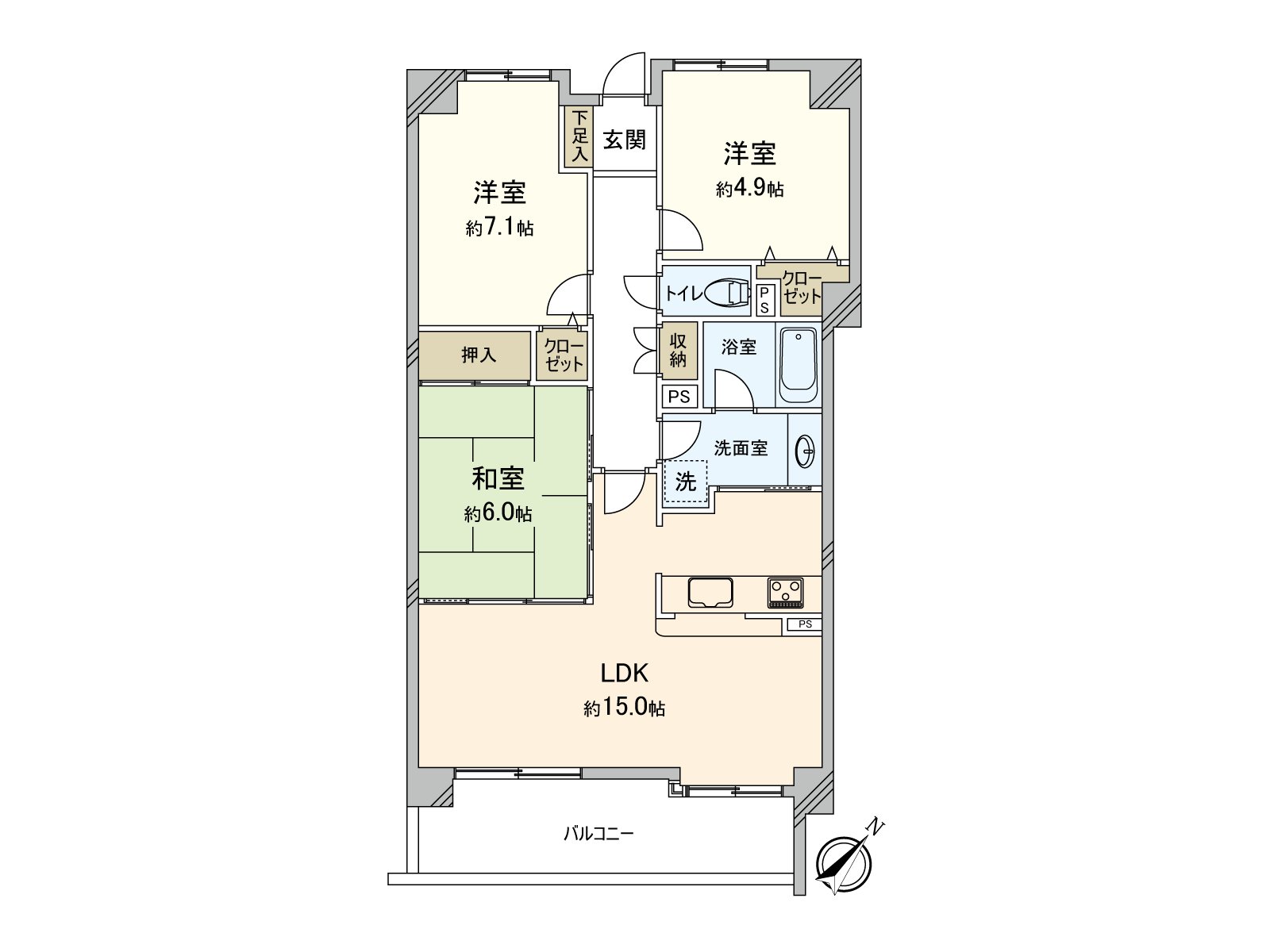 3LDK where is recommended to the family. A bedroom, the how to use that I distributed including the room of the child are possible.