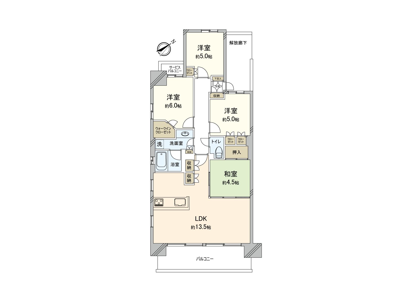 A lot of Number of rooms is all rooms storing available and convenient 4LDK