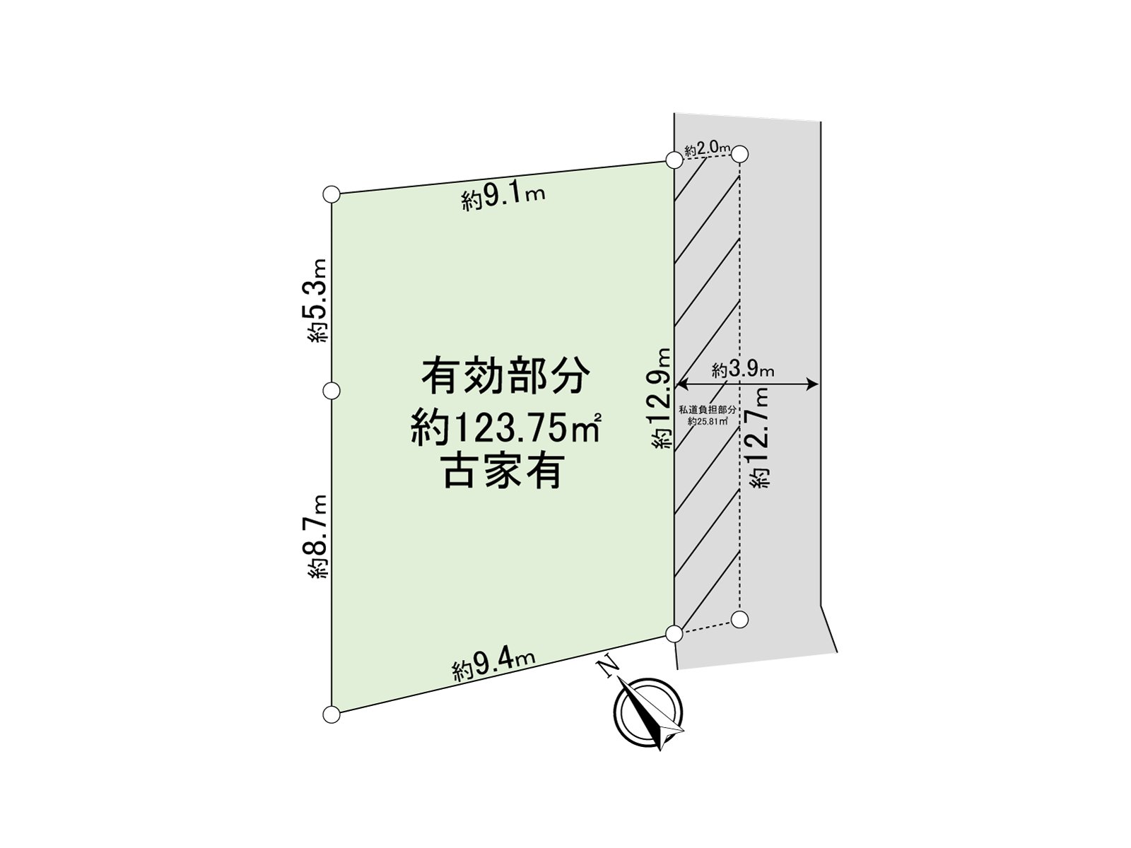 区划图(现在旧房子aridesu)。用地图正在原来制作临时测量图纸，不是确定图纸。关于临时测量面积以及寸周围间隔，邻地境界莅临为未了结有经过确定测量增减可能性。