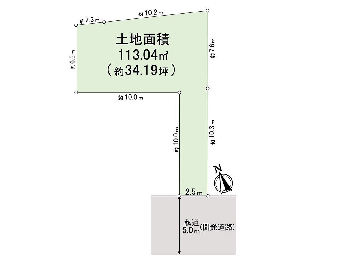 土地面積：113.04平方公尺(約34.19坪)。