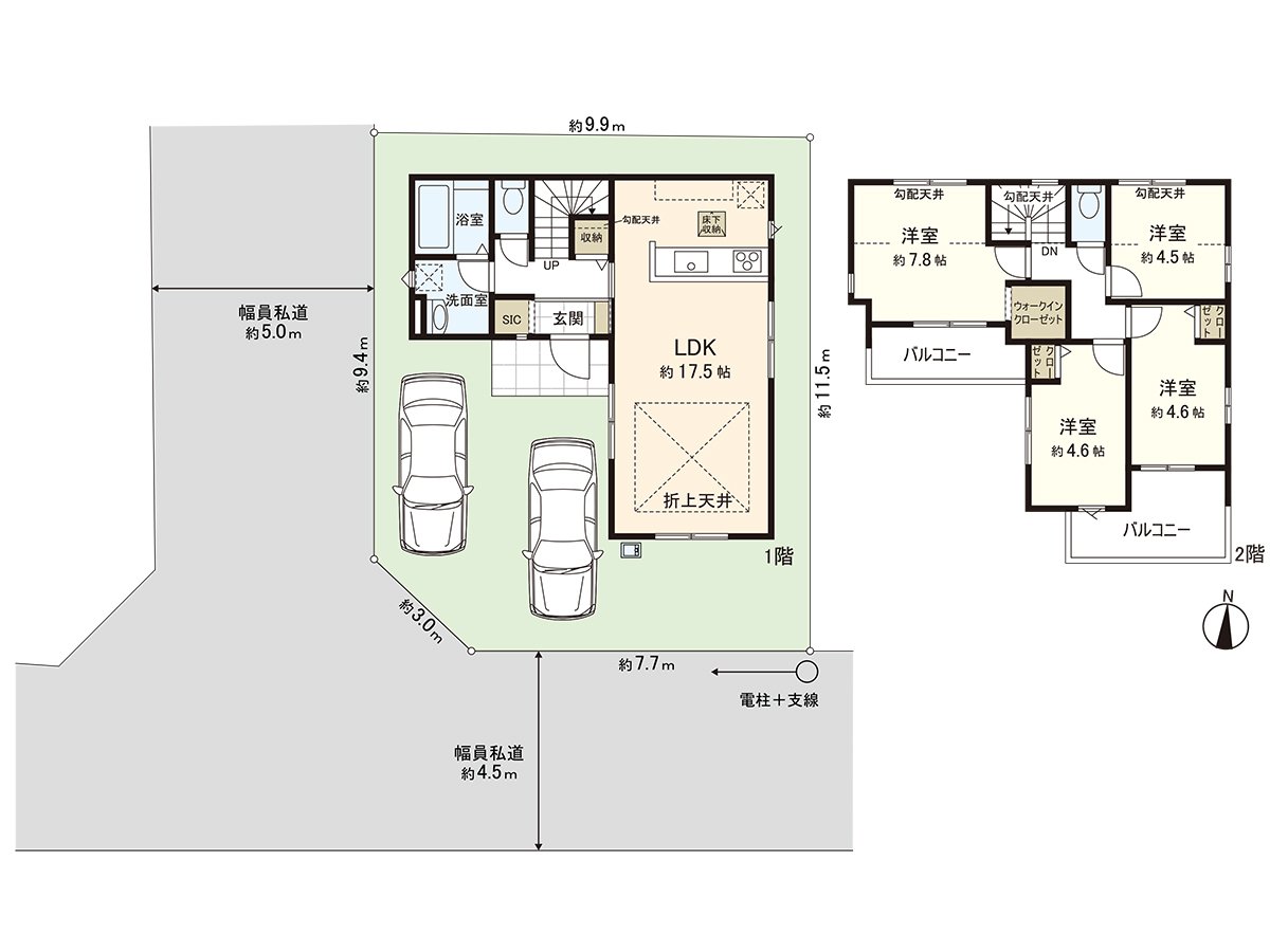 Storage space is abundant, and a walk-in closet or corridor storing can effectively utilize house space.