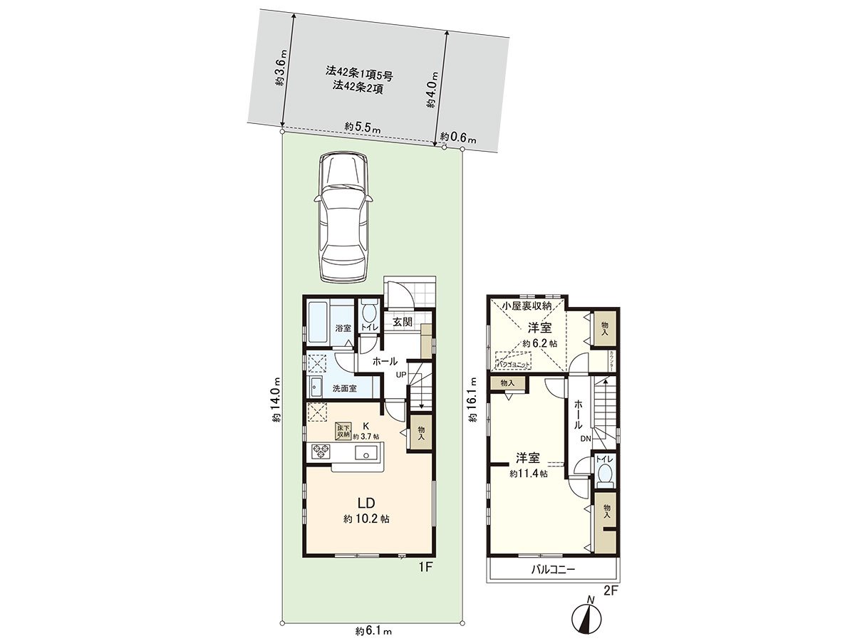 2楼的约11.4张塌塌米房间容易支持房型变更，也能灵活和将来的家族构成的变化对应。