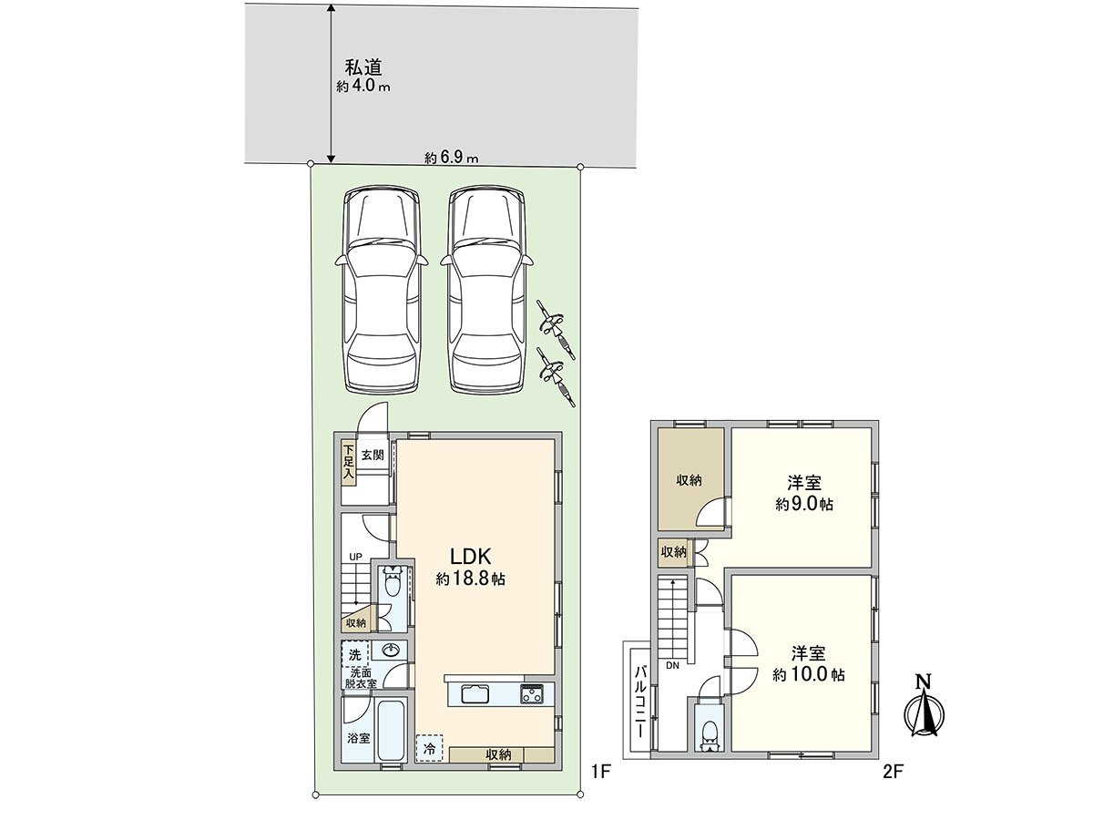 是拥有宽敞的西式房间的2LDK的房型。