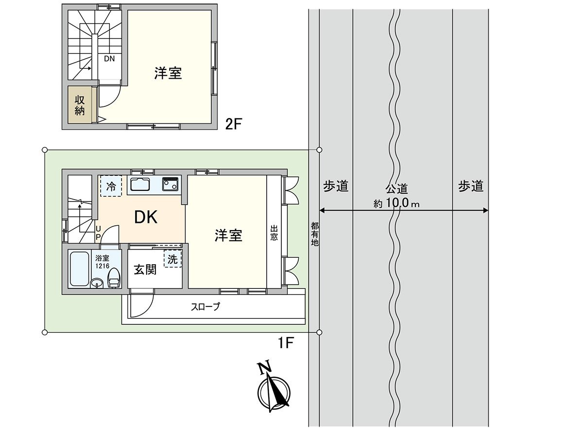 在1樓.2樓分別有居室，私人的空間被保護。