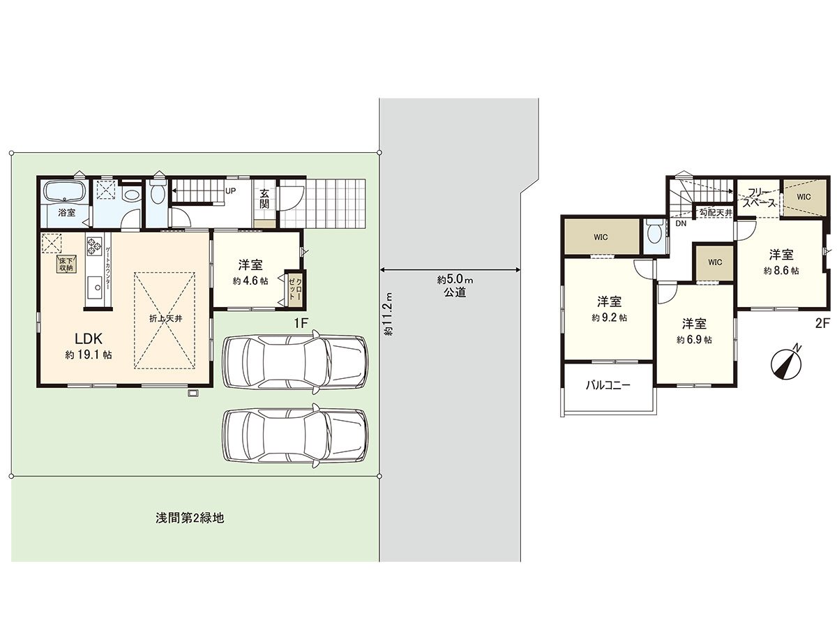 Layout is 4LDK+ car space + walk-in closet of the family type
