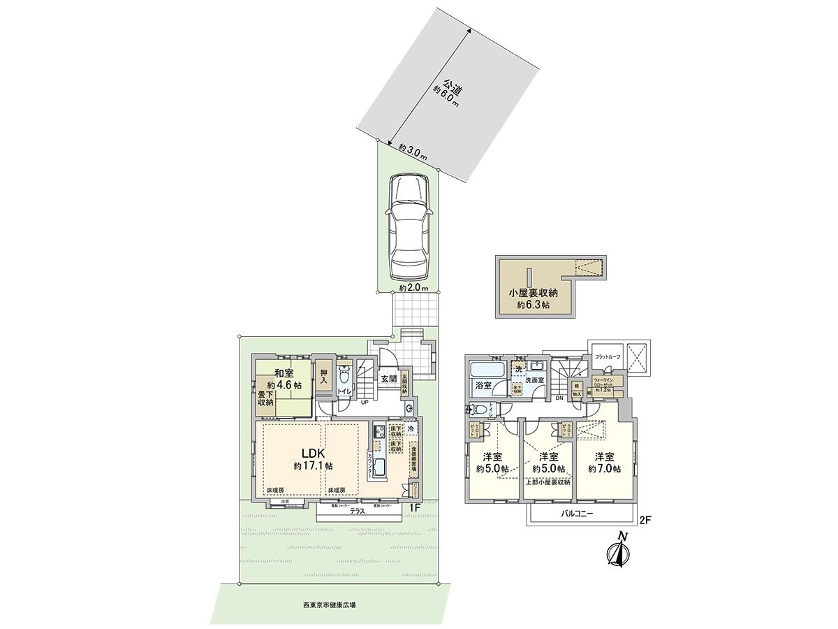 4LDK+小房間背後收納+汽車空間的舒適是某一個間取。