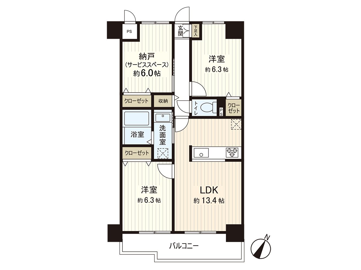 私人使用面積69.44平方公尺(約21.0坪)/陽台面積9.6平方公尺(約2.9坪)