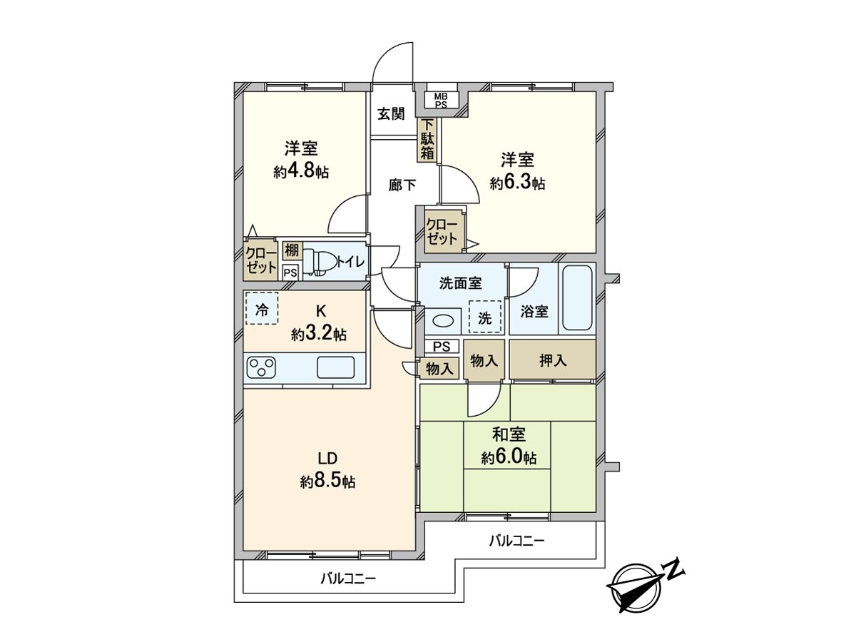 RC造地上4阶建Mansion，顶楼部分的住戸。