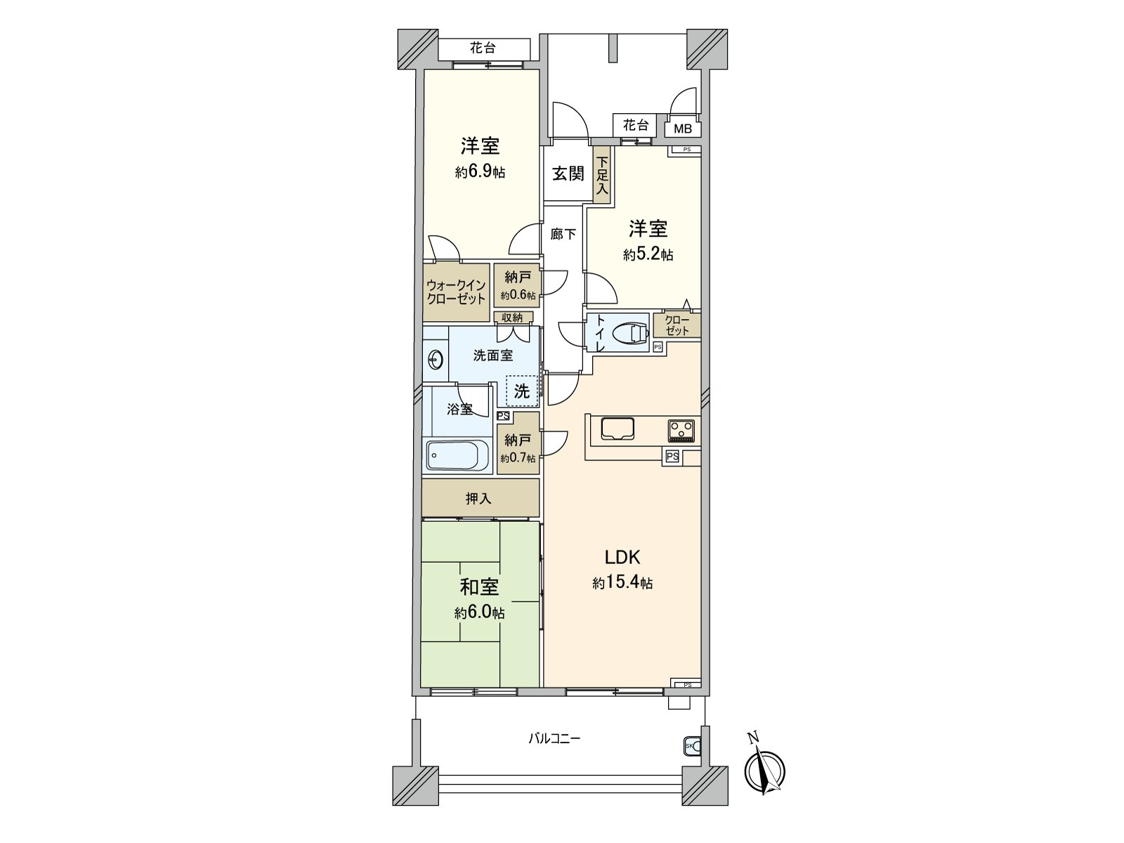 Exclusive area: It is 77.38 square meters, Properties of 3LDK.