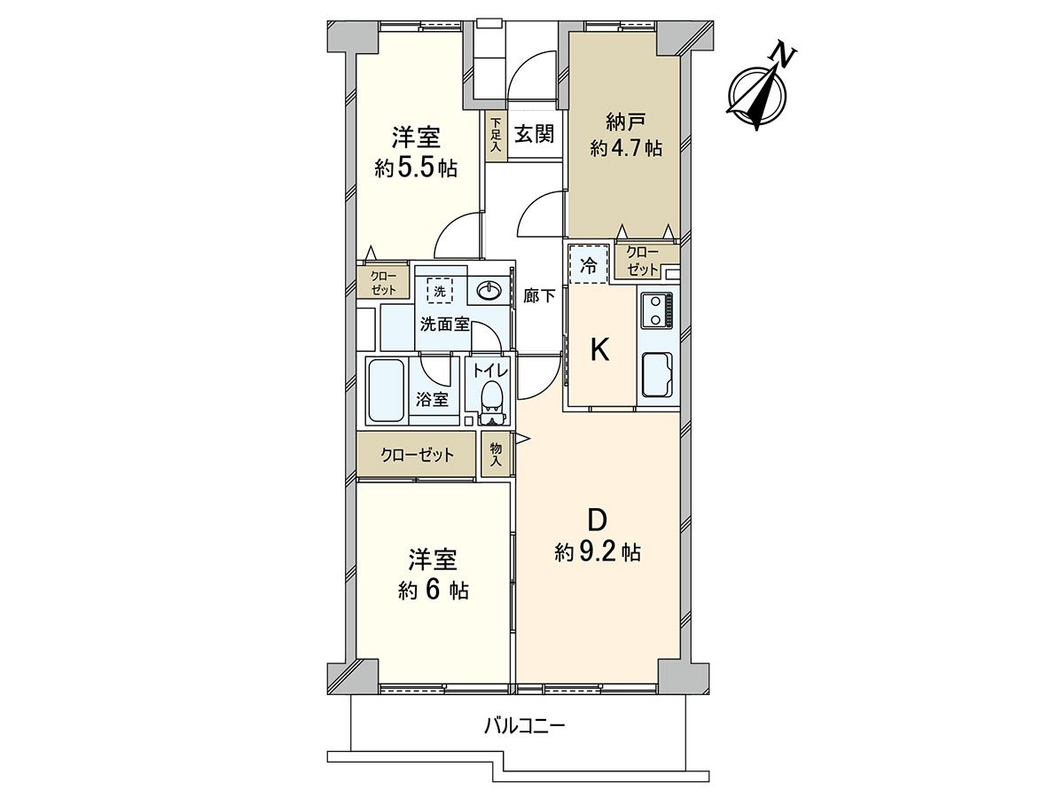 2SDK的間取。儲藏室是書齋以及愛好的也能用於房間的面積