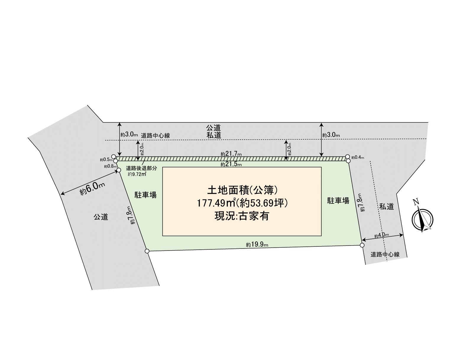 到东武东上线"东武练马"车站步行12分钟。是土地面积177.49平米(约53.69坪)的売土地。(含有建筑退缩尺度部分约9.72平米)