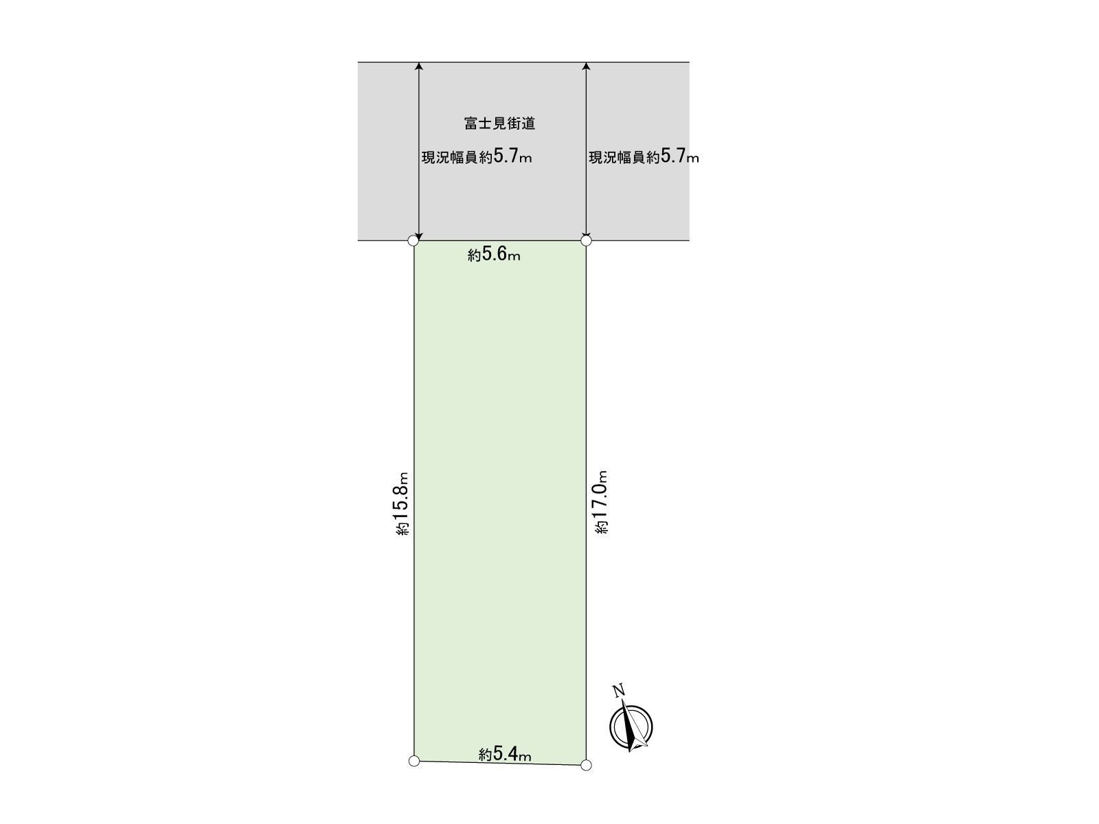 [division figure] It is the land of Abutting road Land area 93.98 square meters doing in Fujimi Highway.