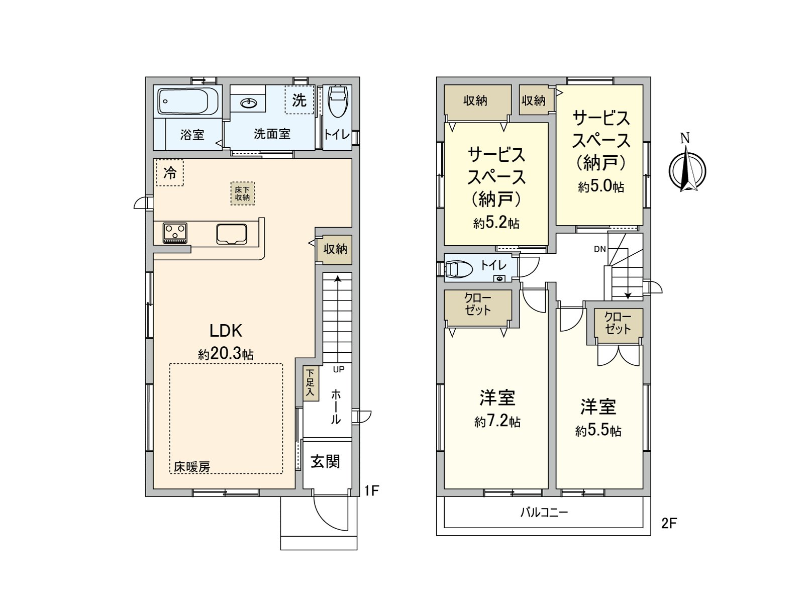 2SLDK ※The S service space is a storeroom