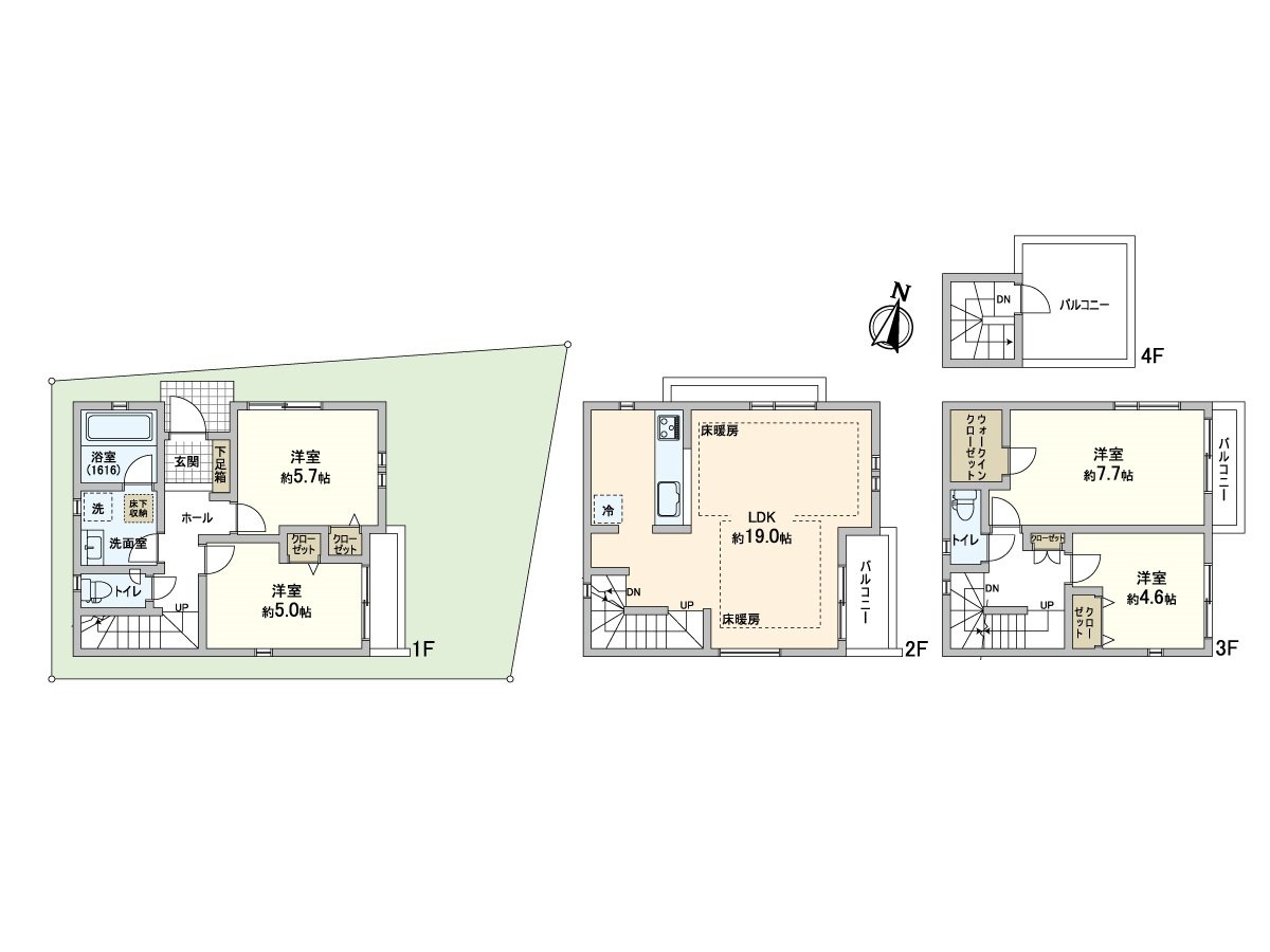 4LDK建築面積106.54平方公尺(約32.22坪)土地面積80.17平方公尺(約24.25坪)