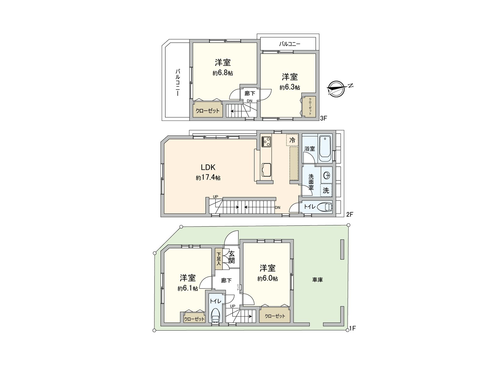 建筑面积95.80平米的容易使用的4LDK的房型