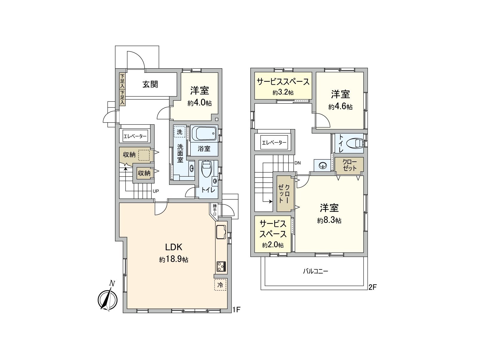 有家电梯，并且有3LDK2005一年7月築広々18.9张塌塌米LDK。