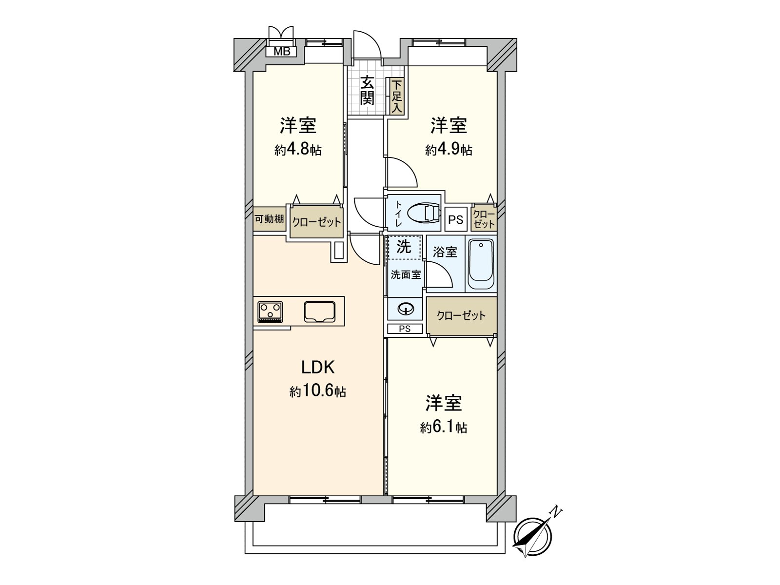It is a house of 3LDK easy to use.