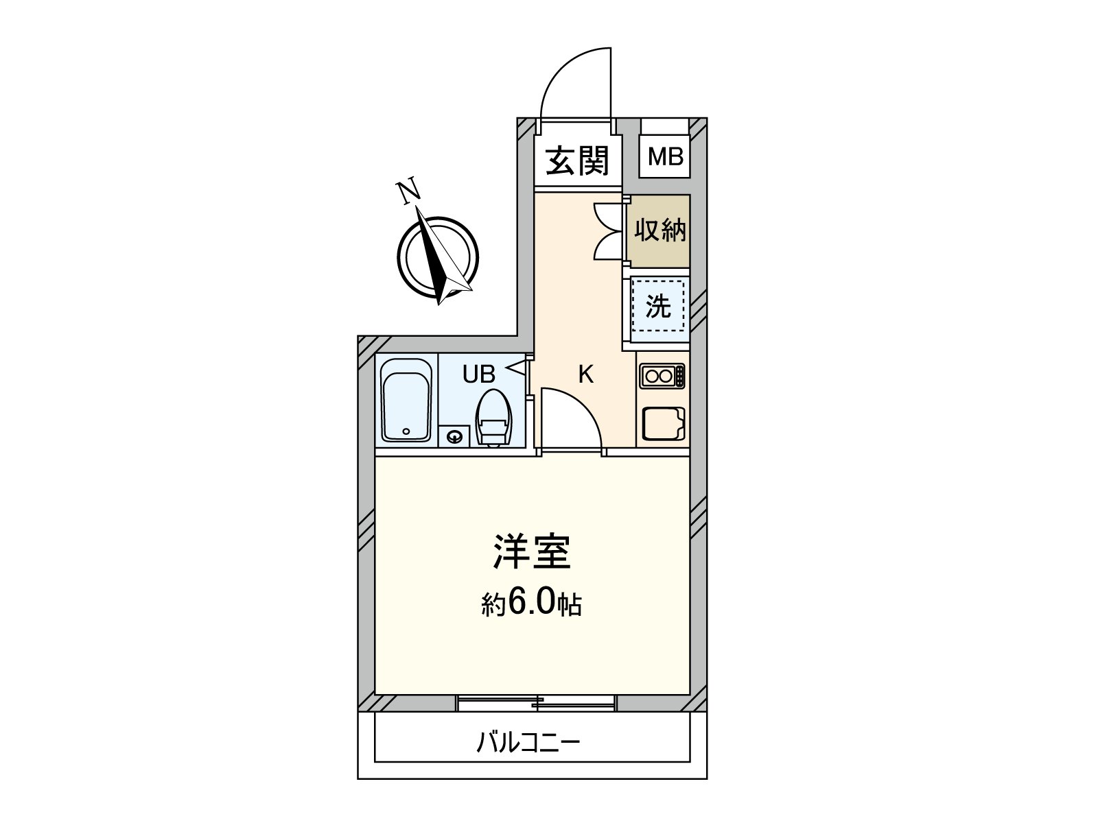 是实际使用面积18.84平米的1K的房型。