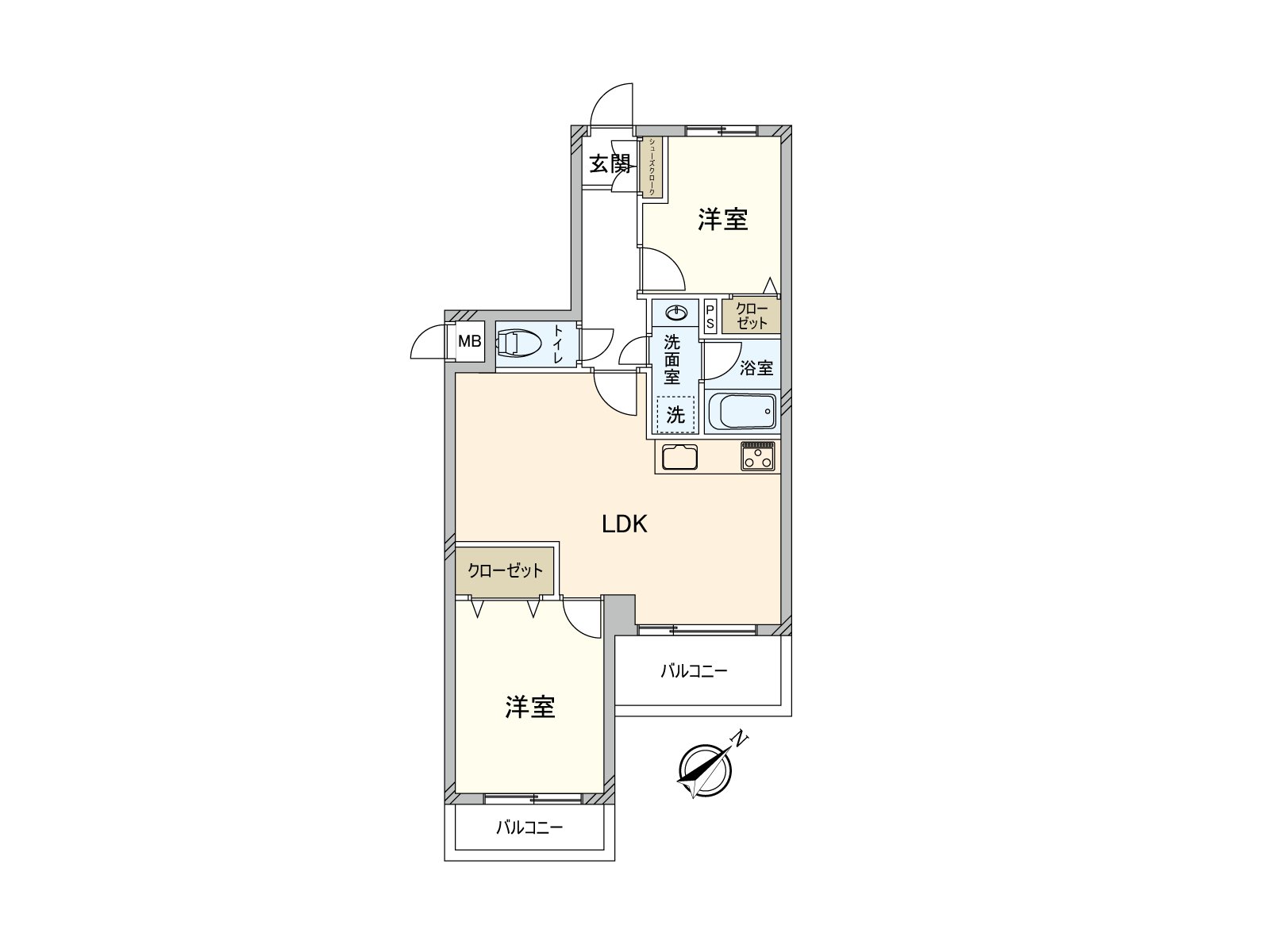 因为面向2LDK、东南的所以阳光良好