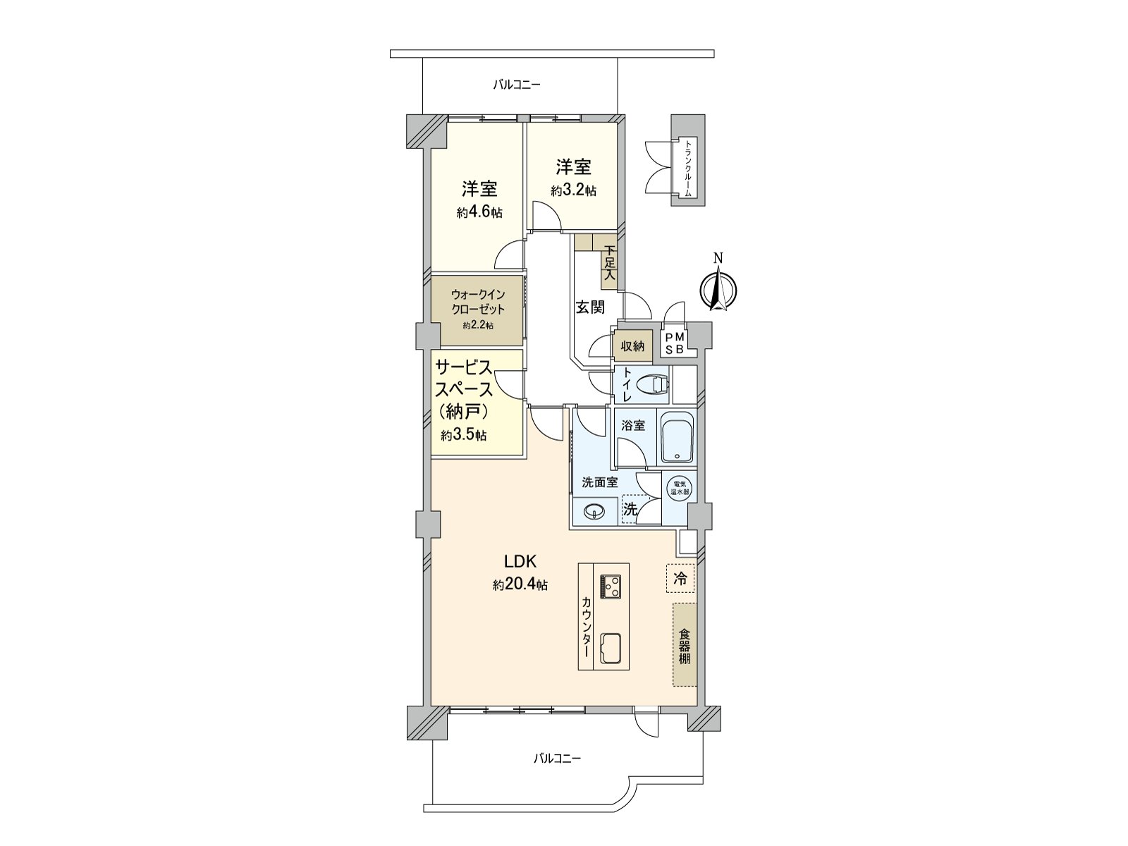 陽光風景為朝南的頂樓2SLDK良好