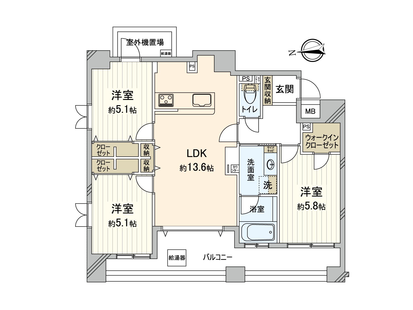 3LDK exclusive area: 70.11 square meters of terrace areas: 4.90 square meters