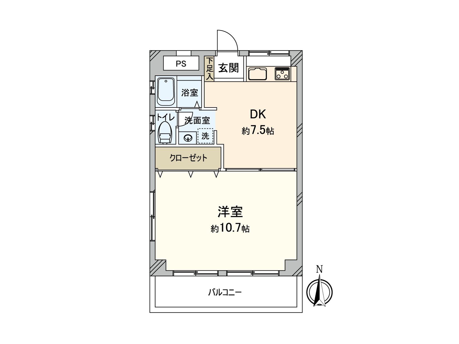 41.73 square meters of 1DK exclusive area (about 12.62 tsubo)