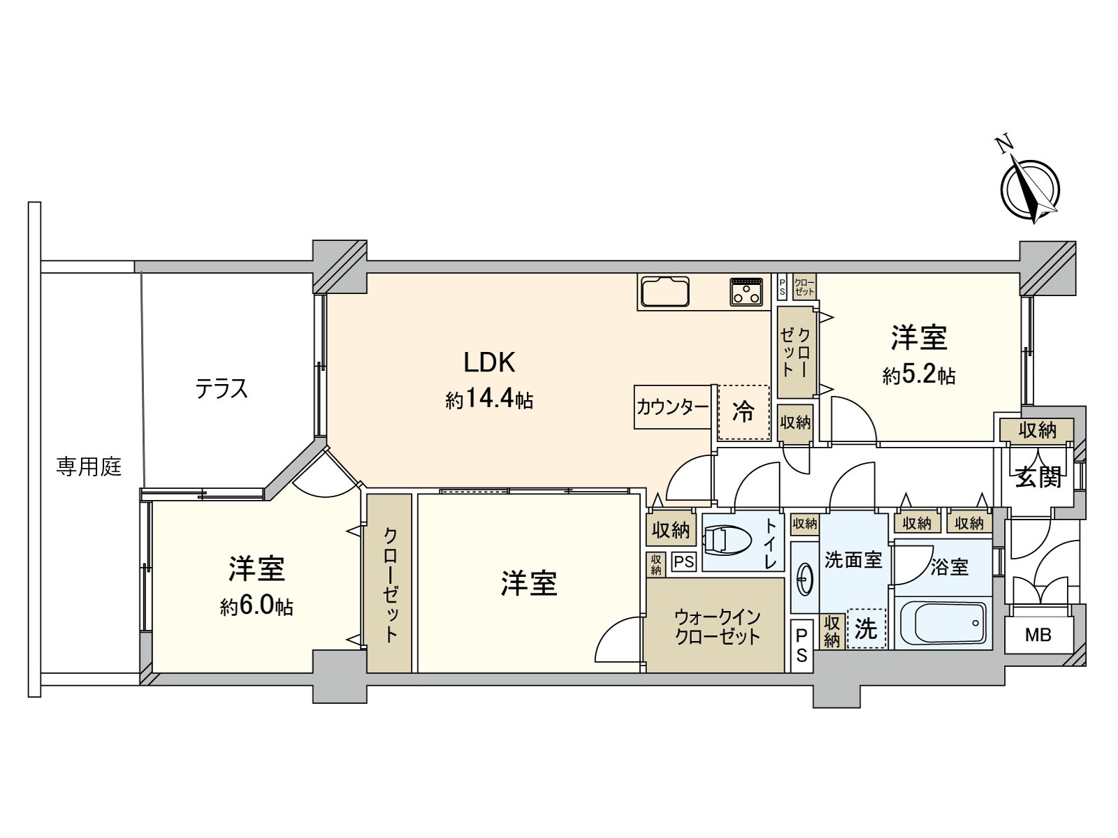 With exclusive garden, Terrace