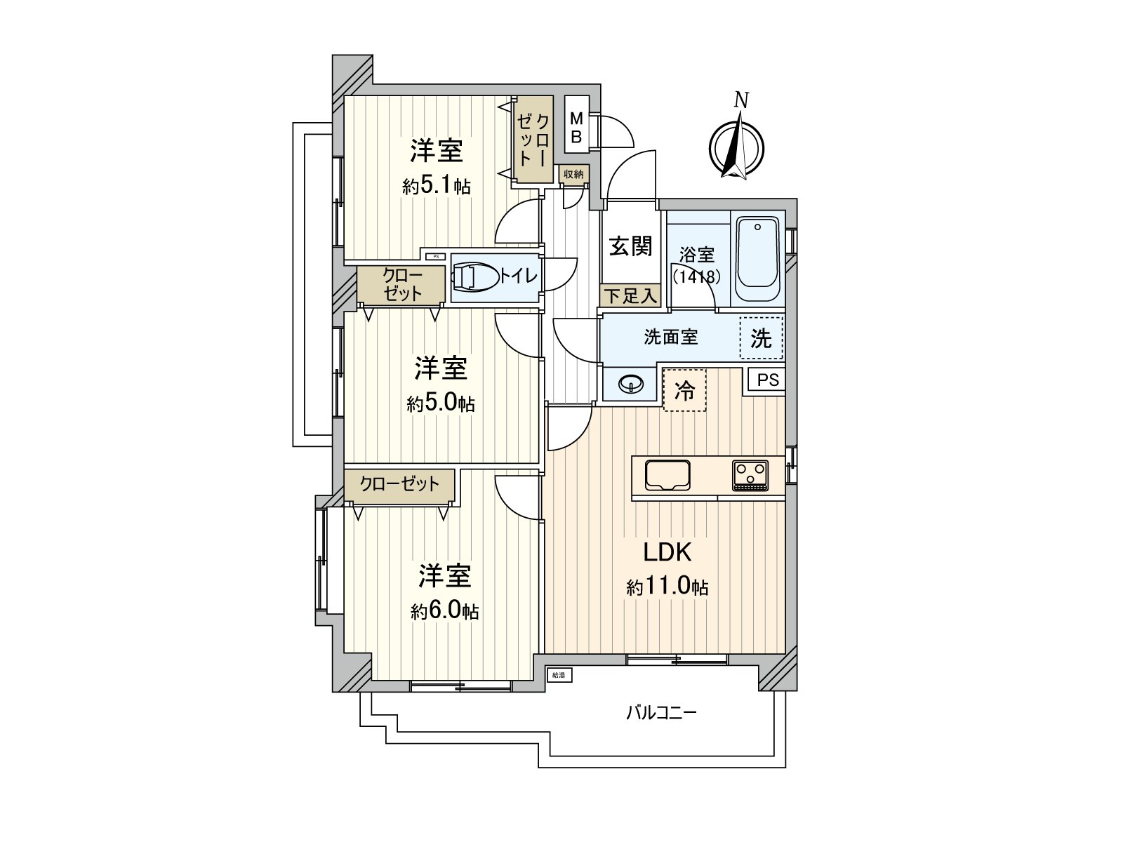 私人使用面積63.78平方公尺3LDK