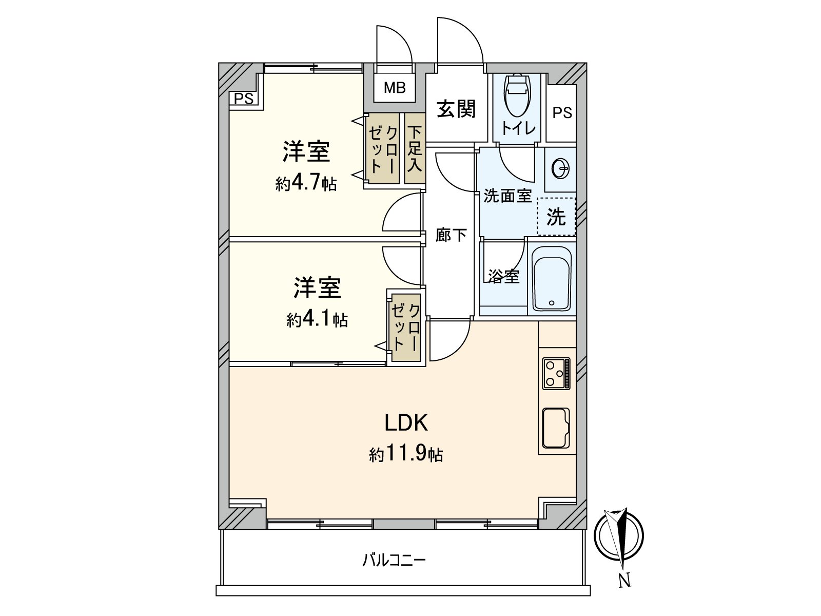 到東京地鐵線有樂町線、副都心線"小竹向原"車站步行13分鐘。是位於5樓部分的2LDK的家。