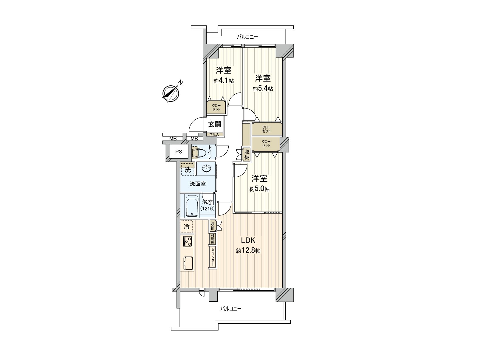 66.45 square meters of 3LDK exclusive area (about 20.1 tsubo)