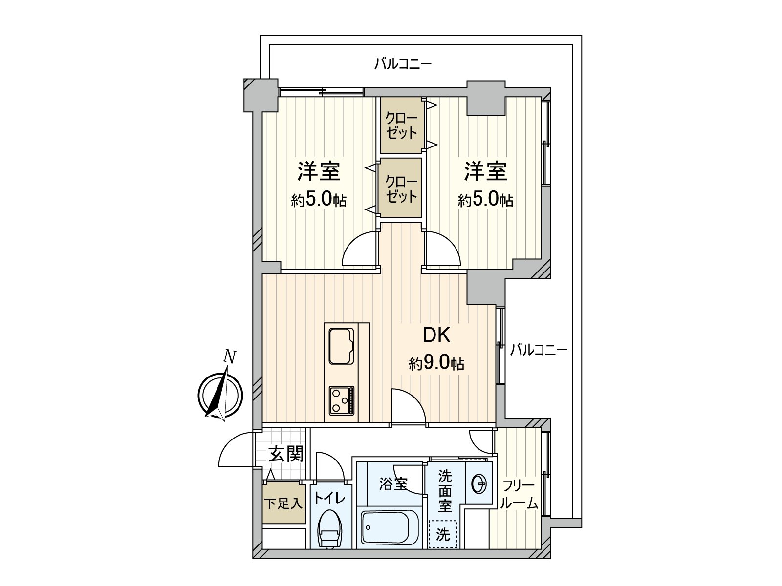 November, 2024 renovation Complete 2DK ･ Corner Unit