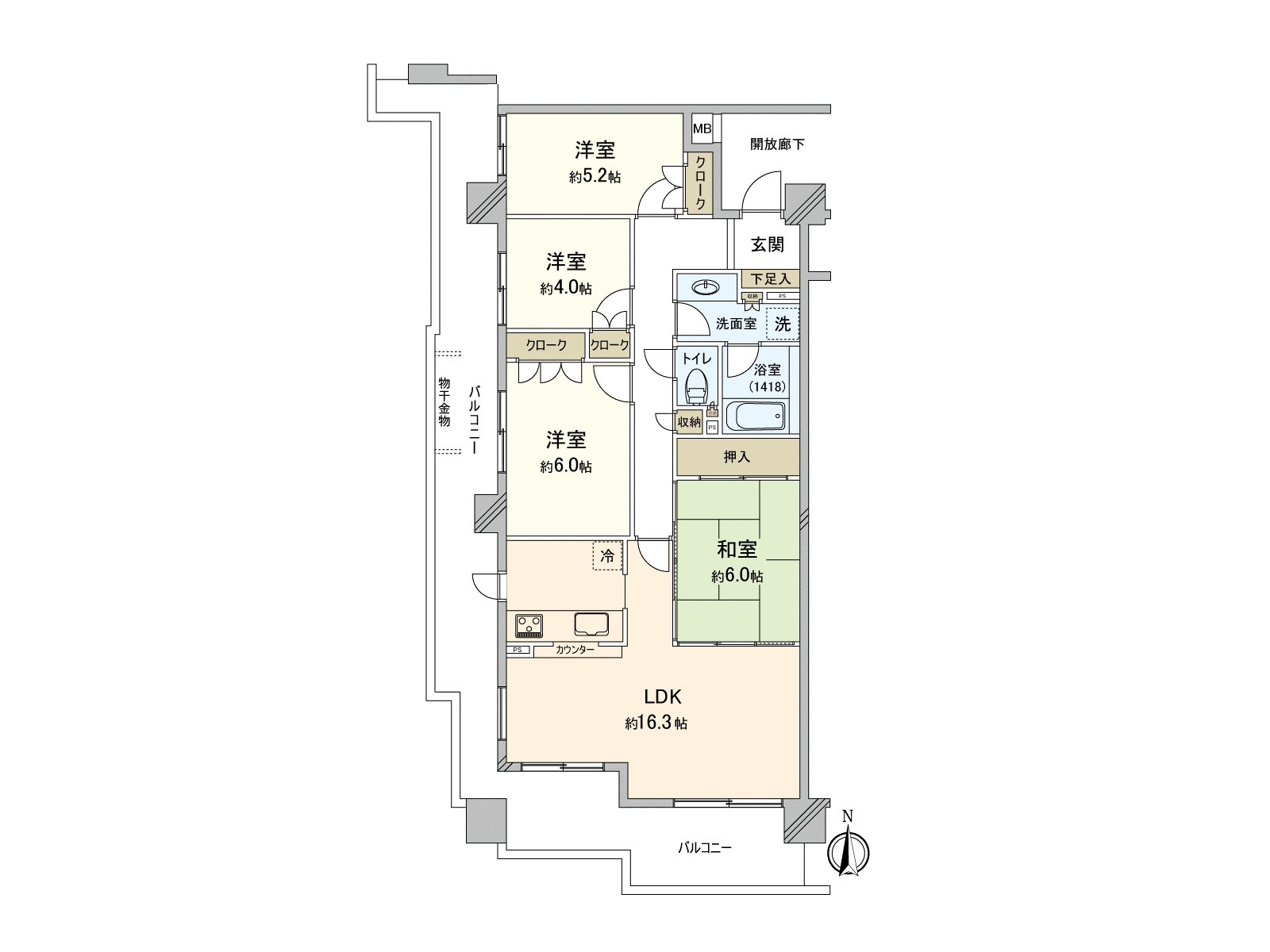 4LDK of 85.40 square meters of exclusive area. It is 11th floor part Southwest Corner Unit. As not only the living but also each Western-style room faces the Terrace, the ･ ventilation ･ view per positive is good.