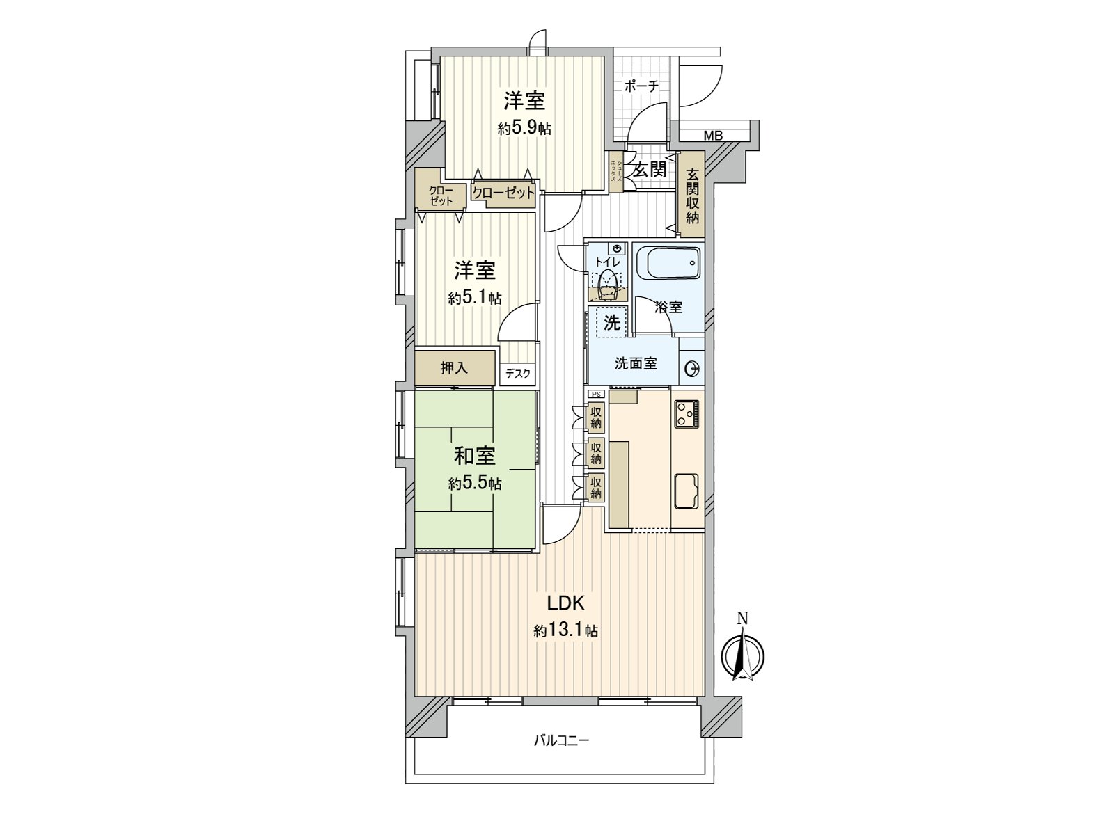 Renovation Complete 3rd floor ･ Facing South ･ 3LDK indoor in April, 2025