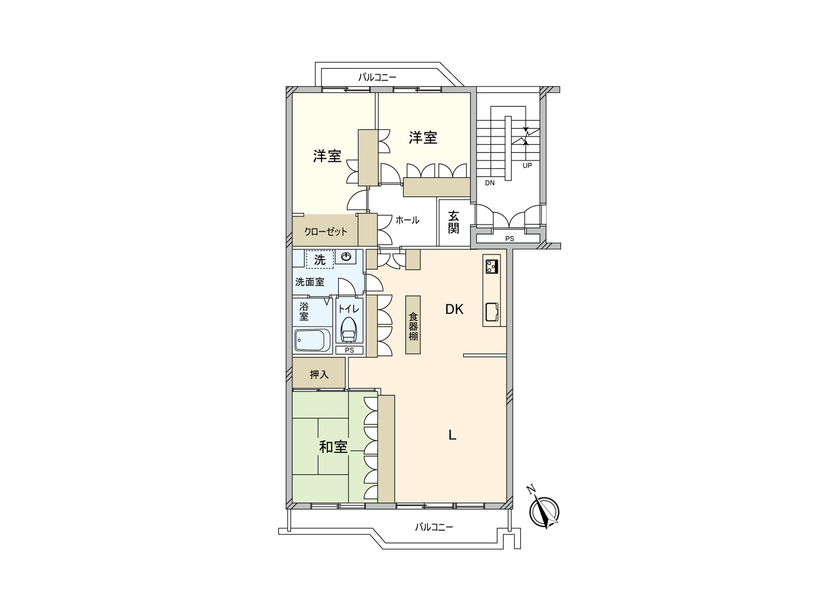A 5th floor part of the Top Floor, a certain space 3LDK dwelling unit of exclusive area 86.04 square meters. I arrive to Southwest, and exposure to the sun is good.