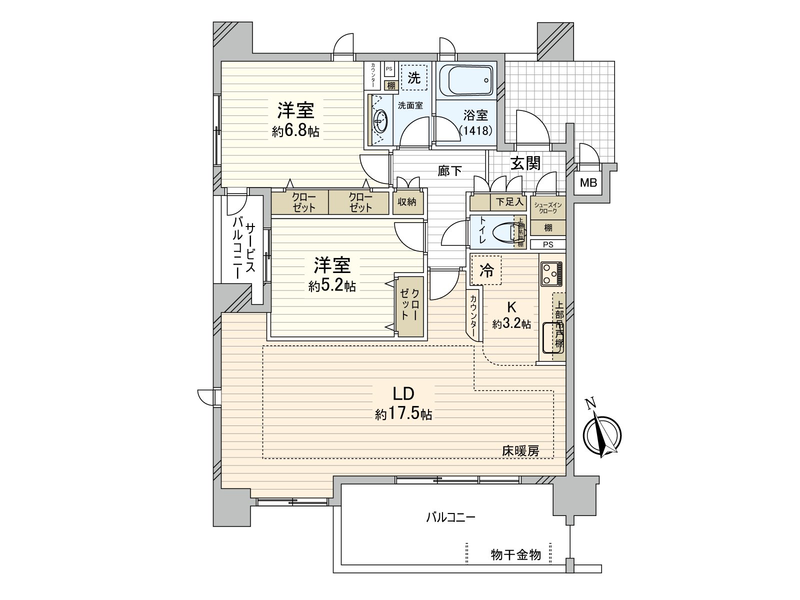 费时间，能在门设置工事改为2LDK⇒3LDK(卖主承担费用)