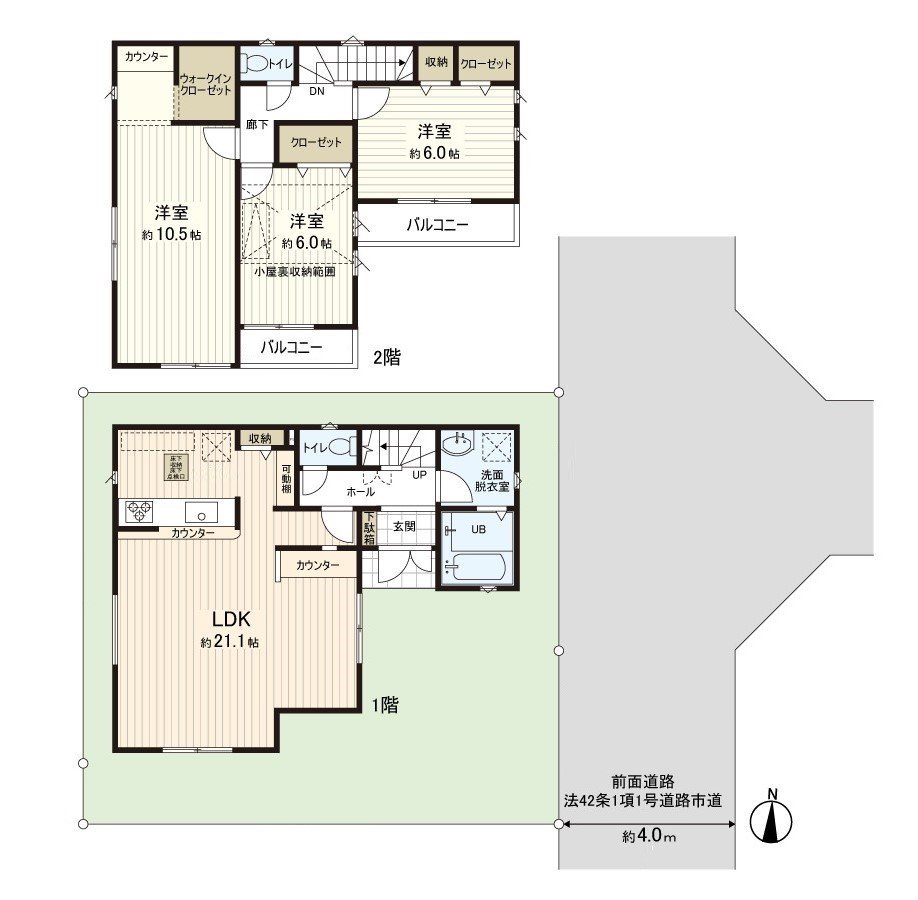 超過6張塌塌米各居室是某一個舒適的3LDK的透天房