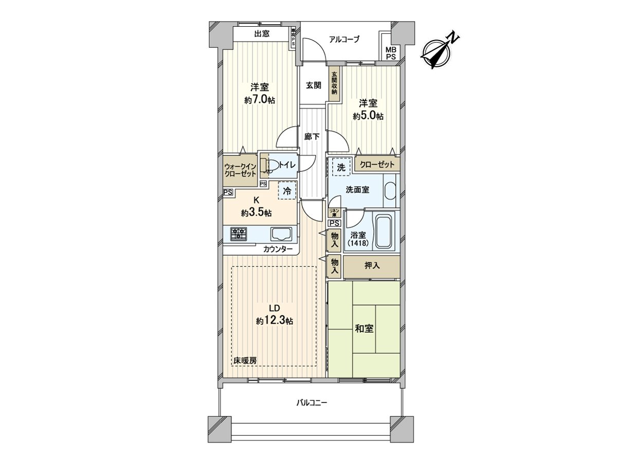门口，客厅，洗脸室，浴室，各西式房间被用门结实地分割，家族的隐私也被保护。是能和重要的宠物一起舒展地渡过的空间。
