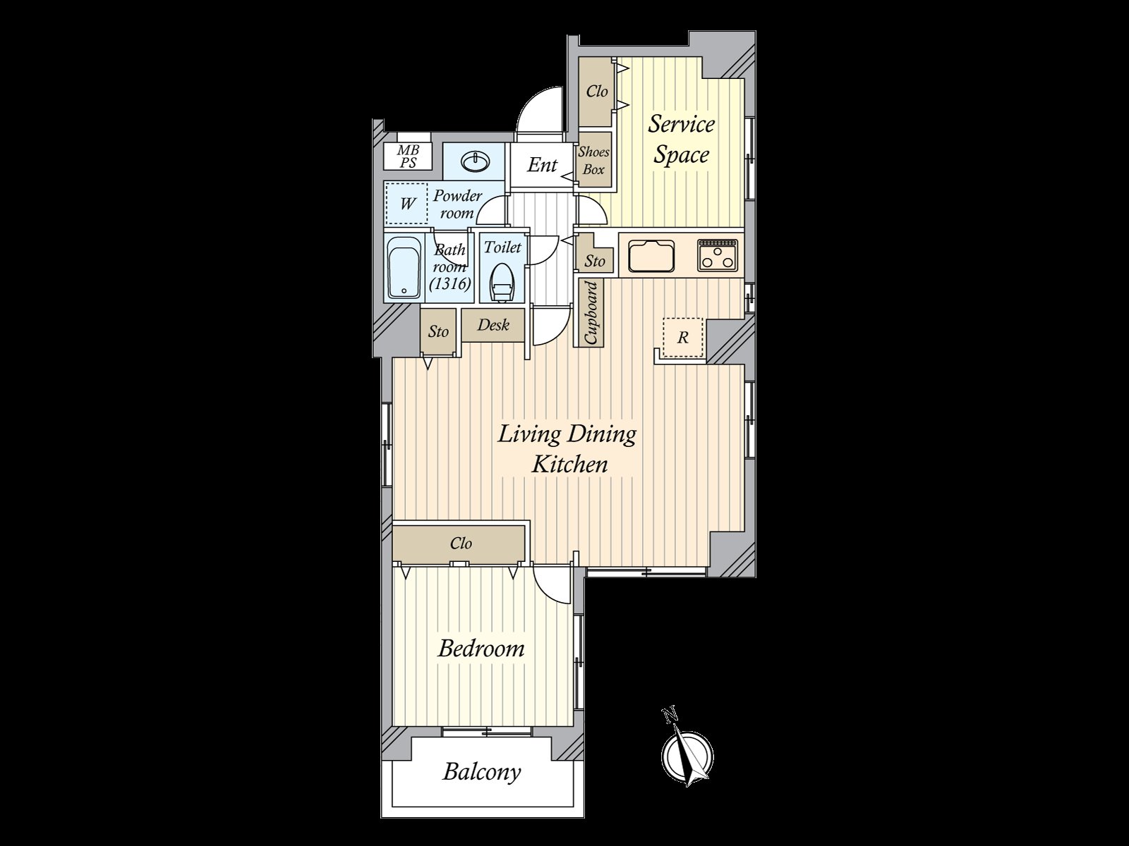 ゆとりある2LDK。2022年10月に室内リフォーム履歴がございます
