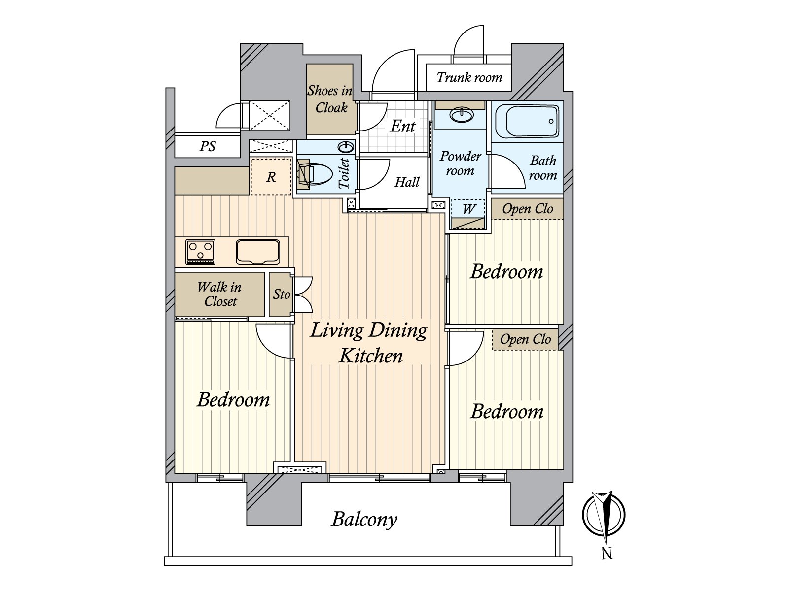It is a walk-in closet, shoe closet, a storing-rich room including the storage room