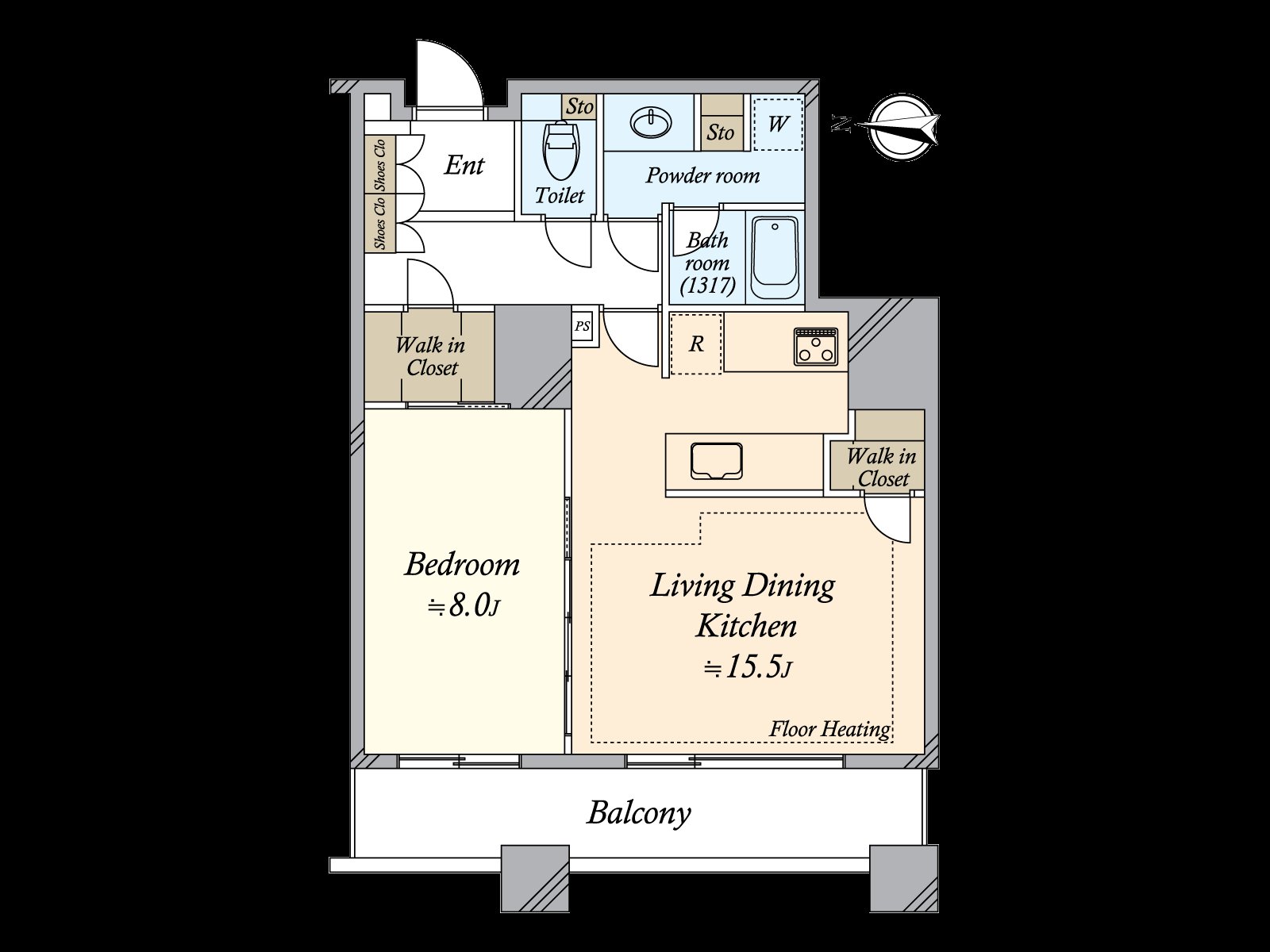 A 21st floor part, a dwelling unit facing west, a room of exclusive area 82.55 square meters /1LDK.