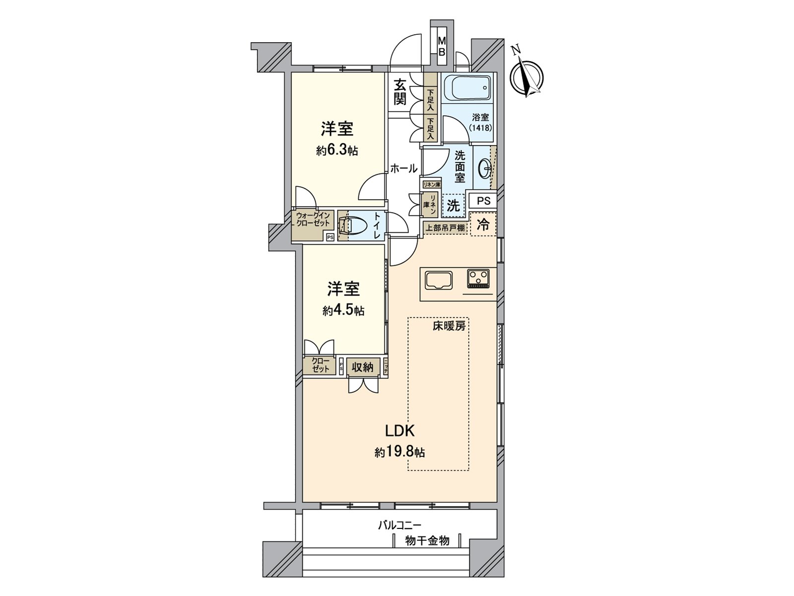 It is Layout of 3LDK at sale in lots. The use is possible by a change to 3LDK with an expense burden separately, too.